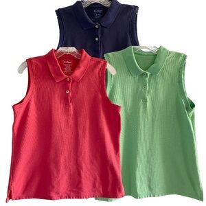 L.L BEAN Sleeveless Polo Shirt Size M  (lot of 3)